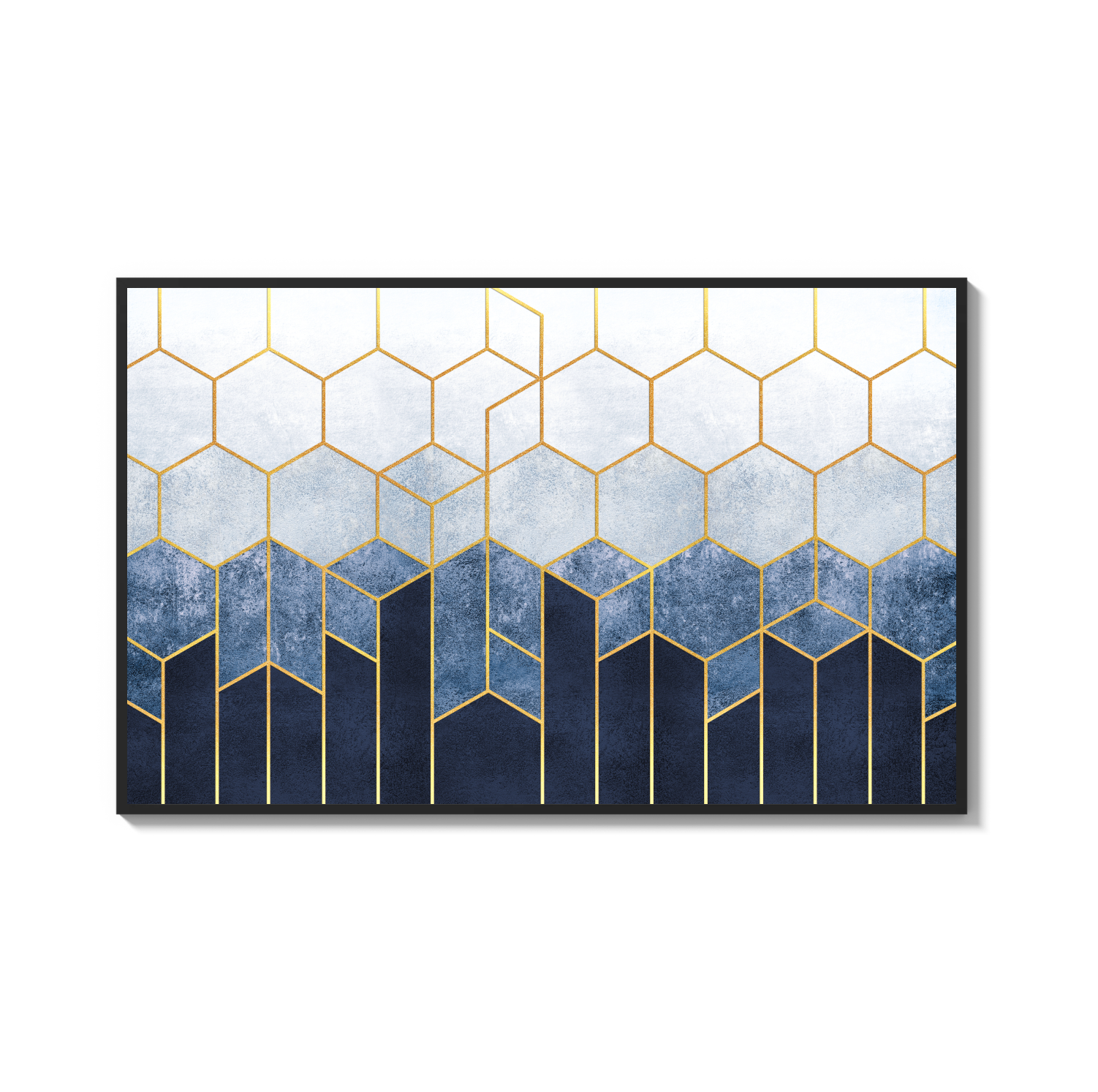 Blue geometric Horizontal wall art, Front side Detail