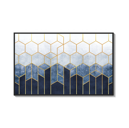 Blue geometric Horizontal wall art, Front side Detail