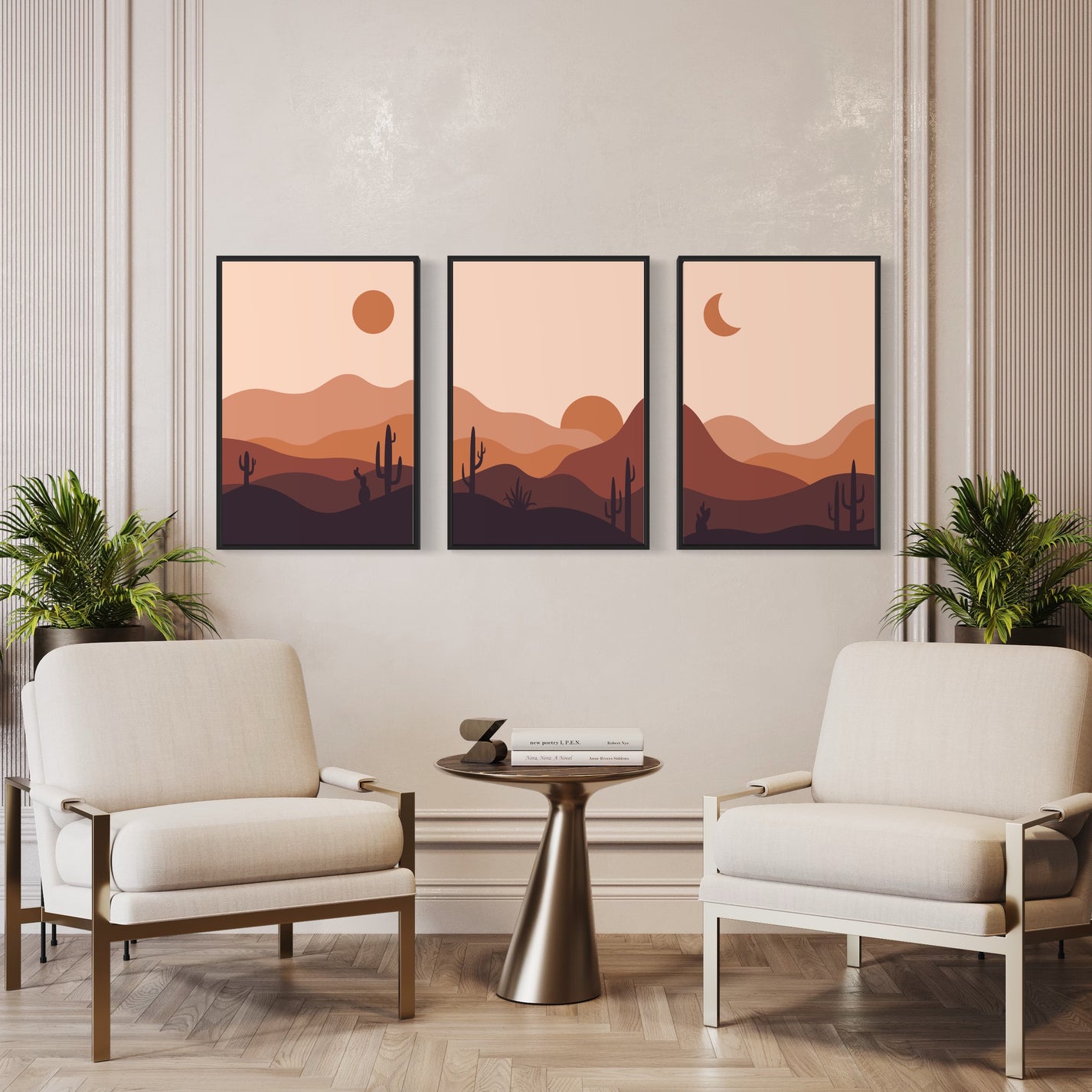 Dawn Minimalist wall art, Front side White couch