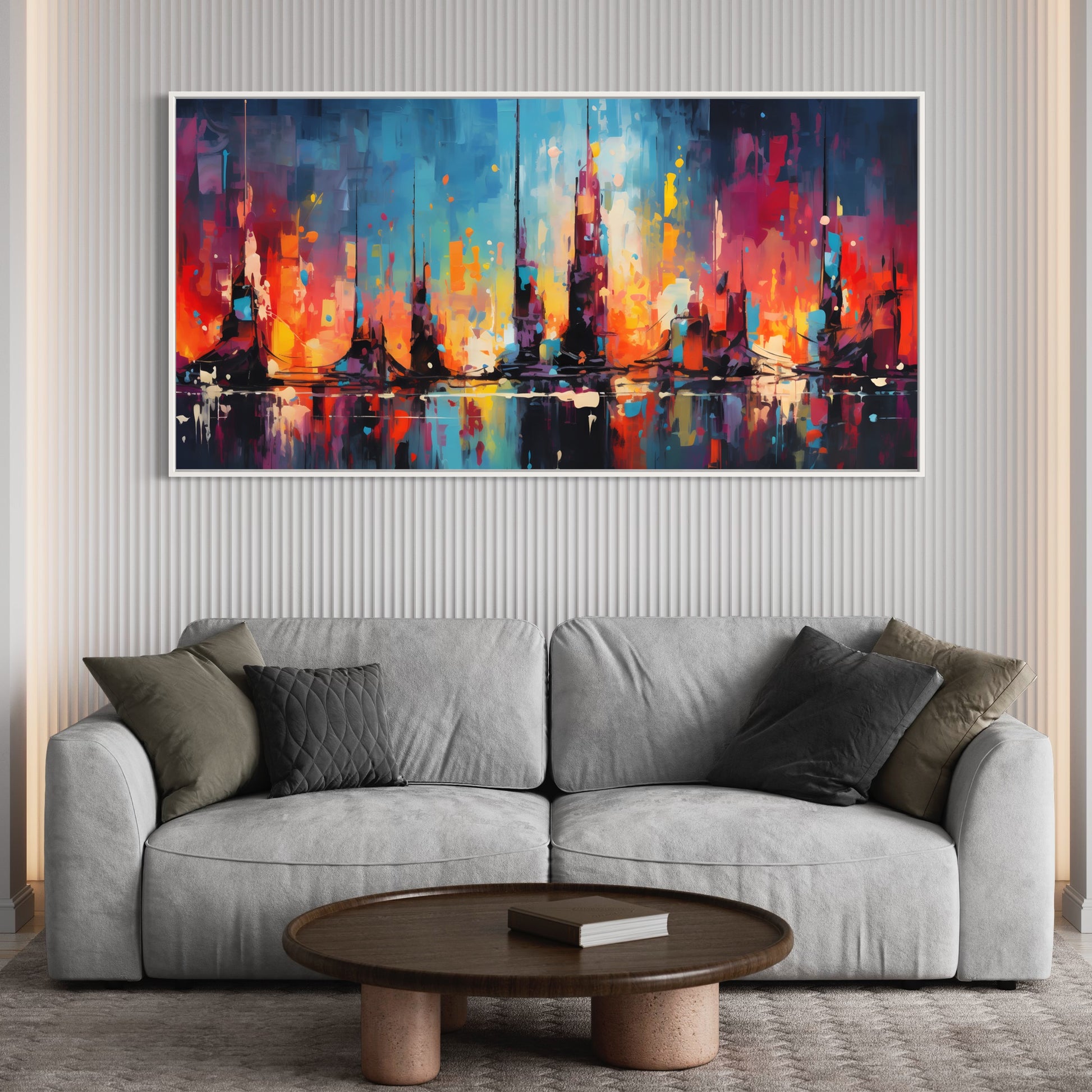 City in Paint Long Horizontal wall art, Front side Living room