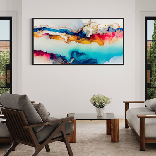 Cloud of Colors Long Horizontal wall art, Front side Living room