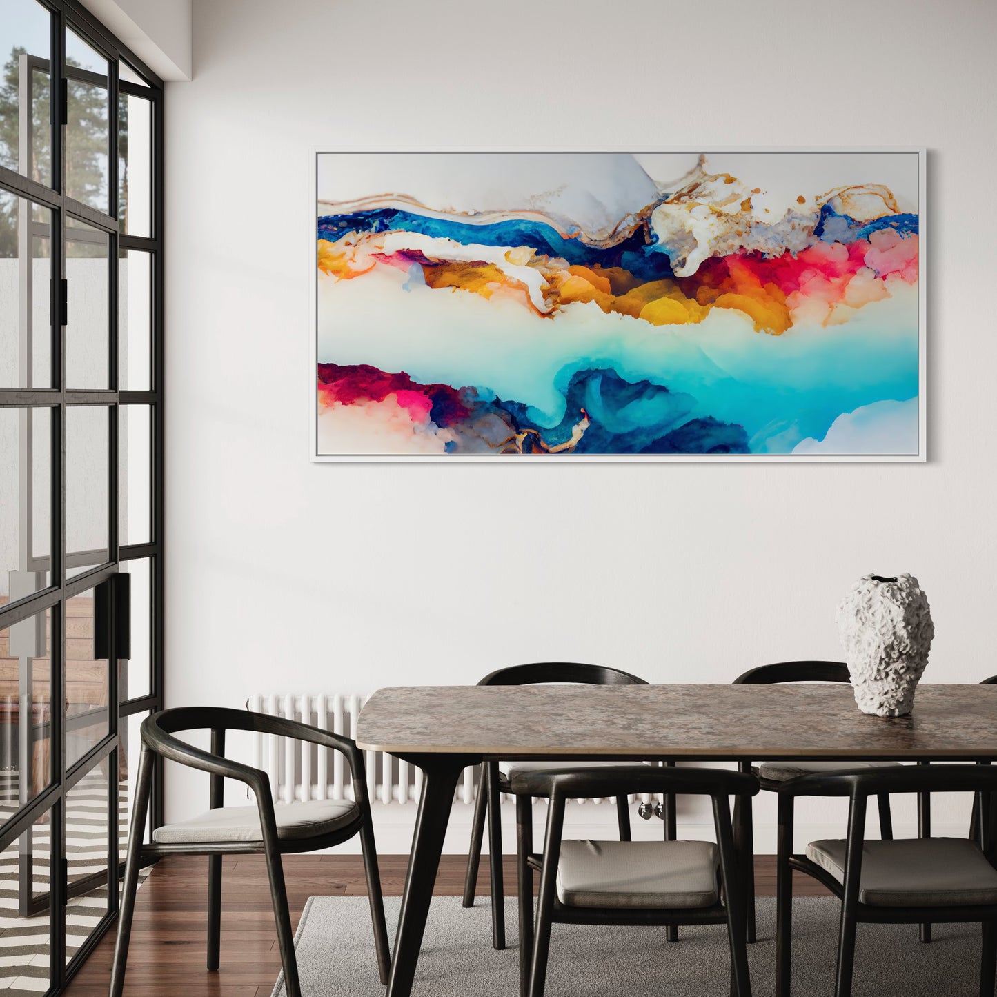 Cloud of Colors Long Horizontal wall art, Front side Dining room